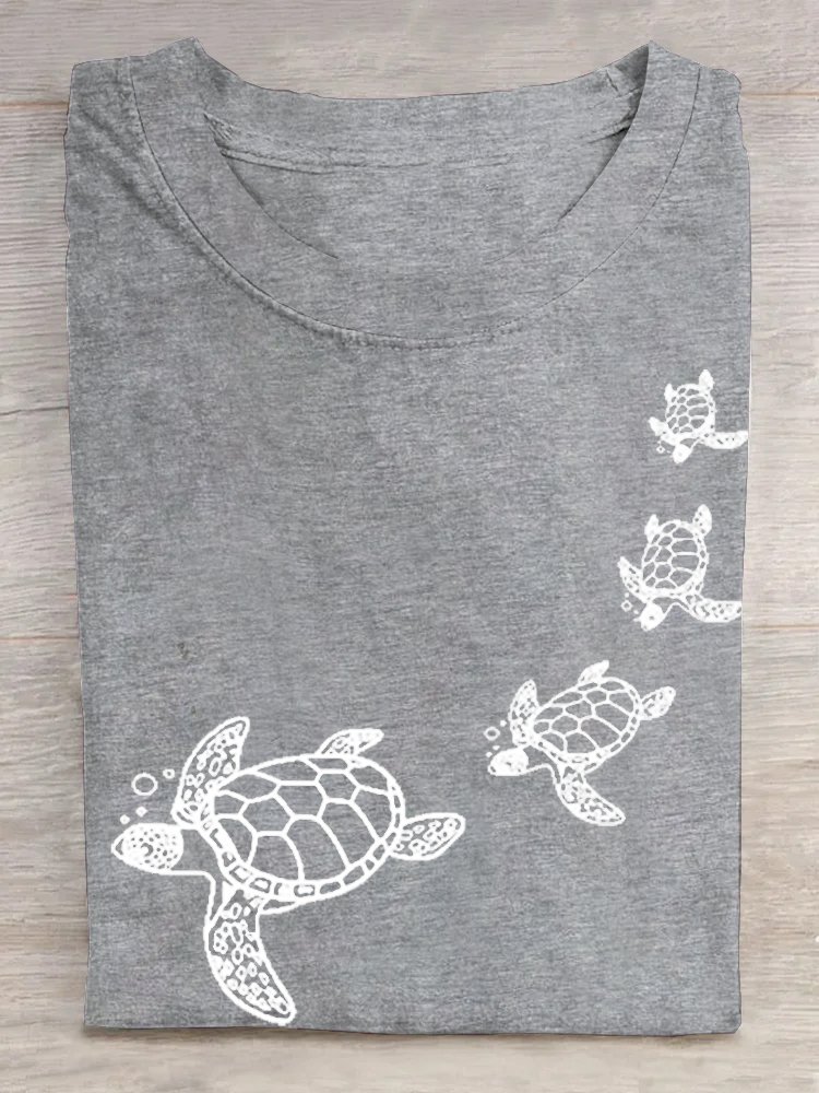 T-shirts Femmes Décontracté Été Tortue Coton Quotidien Ample Manches Courtes Droit Élasticité moyenne