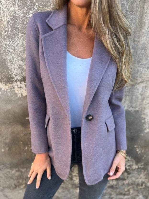 à Col Revers Manches Longues Régulier Plain Blazer pour Femmes