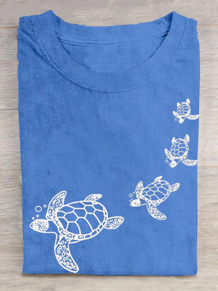 T-shirts Femmes Décontracté Été Tortue Coton Quotidien Ample Manches Courtes Droit Élasticité moyenne