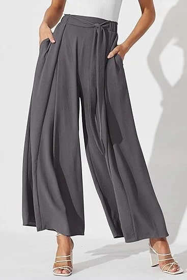 Pantalons Décontracté Plain Printemps / Automne Nœud Devant Aucune élasticité Quotidien Ample Pantalon droit Régulier pour Femmes