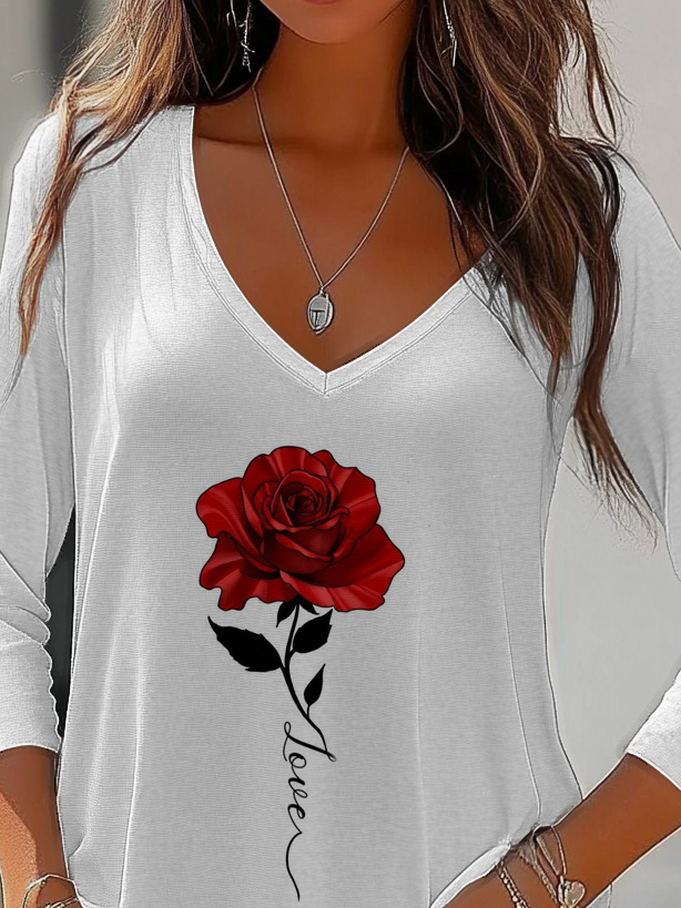 T-shirts Décontracté Floral Printemps / Automne Aucune élasticité Quotidien Standard Régulier Régulier T.-N.-L. pour Femmes