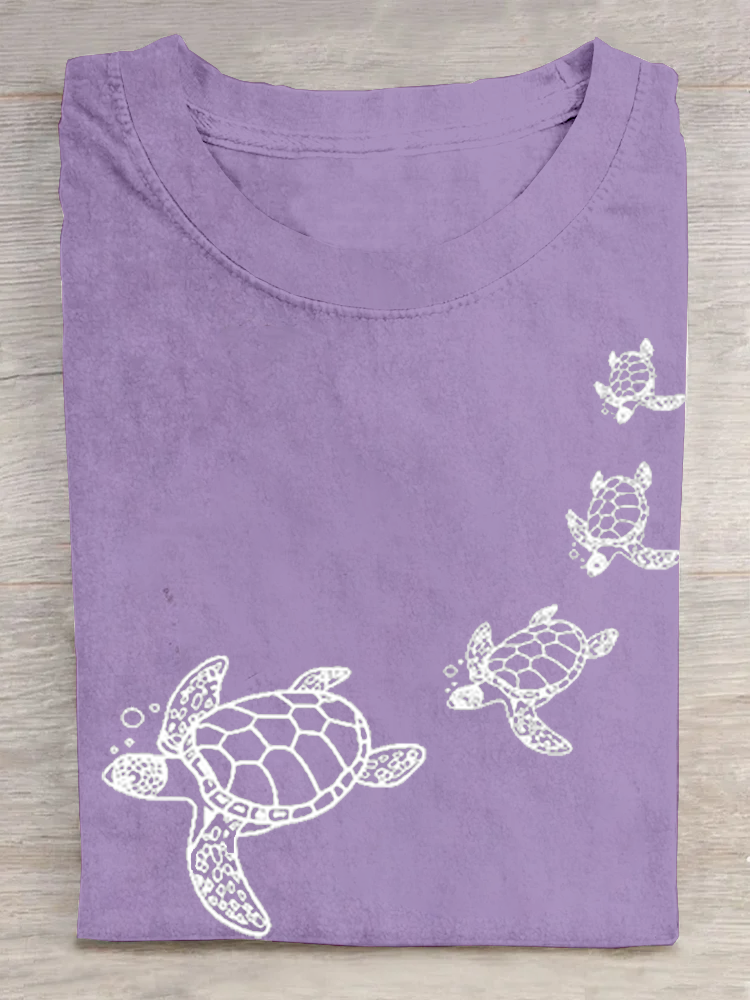 T-shirts Femmes Décontracté Été Tortue Coton Quotidien Ample Manches Courtes Droit Élasticité moyenne