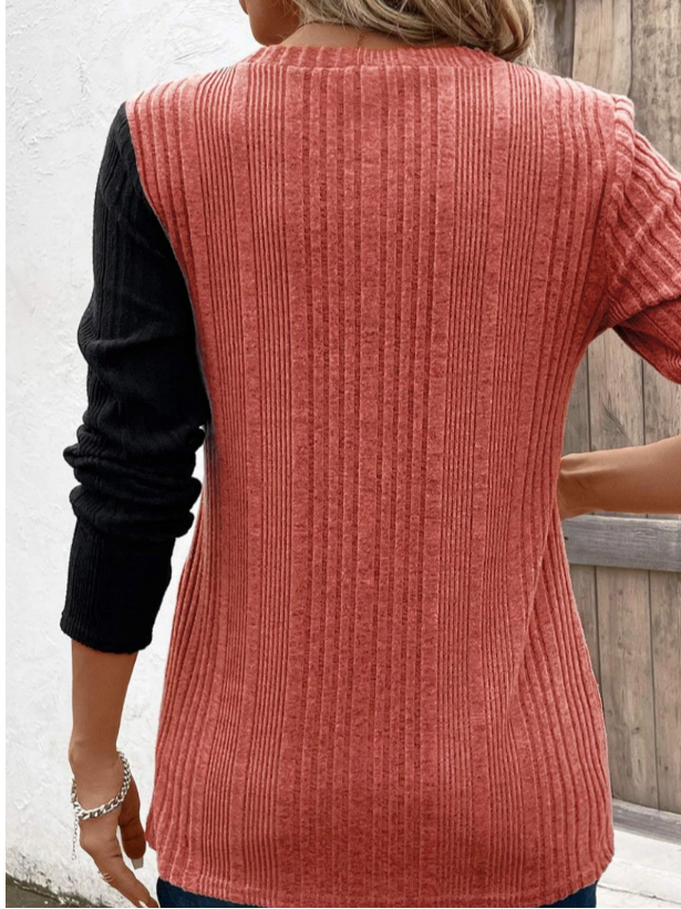 Chemisiers1 Décontracté Bloc de Couleur Printemps / Automne Micro-élasticité Quotidien Ample Jersey Régulier Régulier pour Femmes