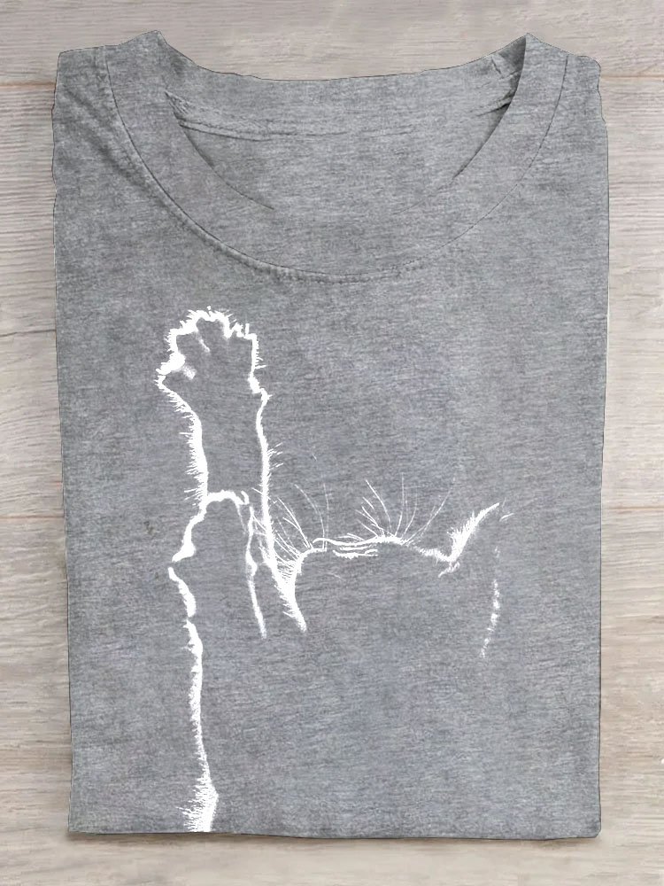 T-shirts Décontracté Été Chat Coton Ample Manches Courtes Régulier Élasticité moyenne Oui pour Femmes