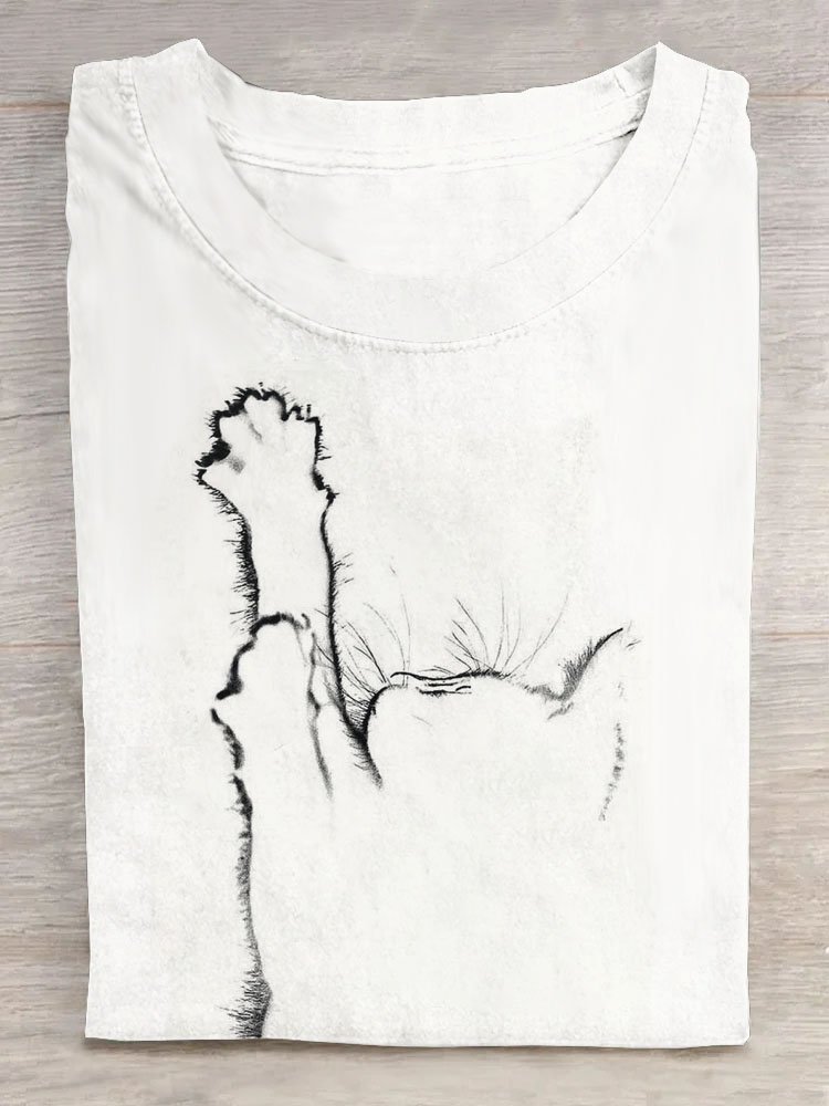 T-shirts Décontracté Été Chat Coton Ample Manches Courtes Régulier Élasticité moyenne Oui pour Femmes