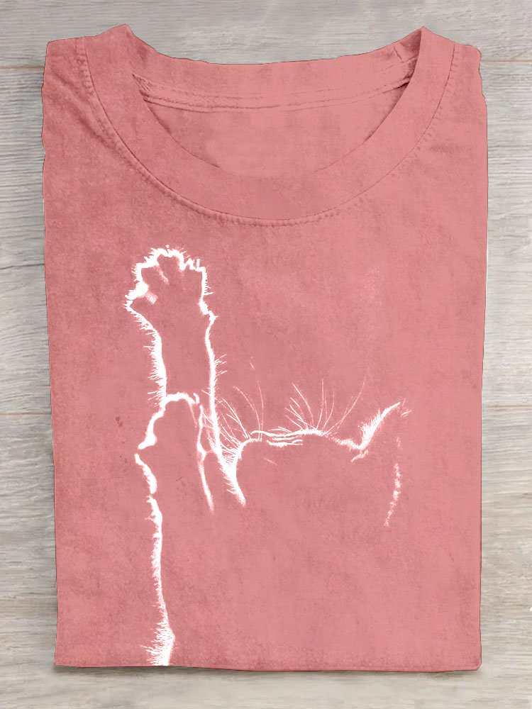 T-shirts Décontracté Été Chat Coton Ample Manches Courtes Régulier Élasticité moyenne Oui pour Femmes