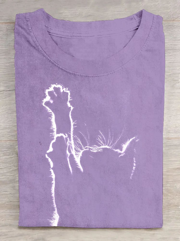 T-shirts Décontracté Été Chat Coton Ample Manches Courtes Régulier Élasticité moyenne Oui pour Femmes