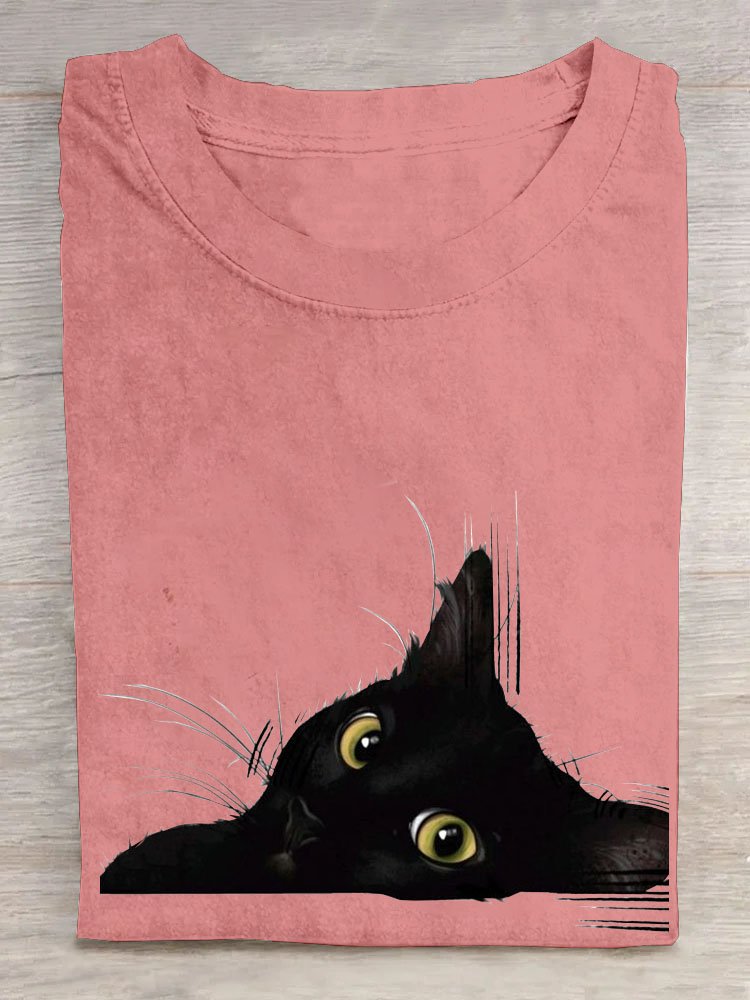 T-shirts Femmes Décontracté Été Chat Quotidien Col Rond Régulier Droit Élasticité moyenne Oui