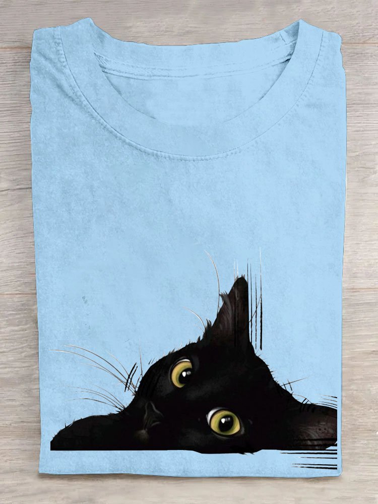 T-shirts Femmes Décontracté Été Chat Quotidien Col Rond Régulier Droit Élasticité moyenne Oui