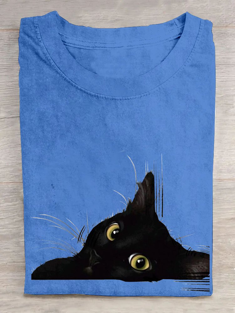T-shirts Femmes Décontracté Été Chat Quotidien Col Rond Régulier Droit Élasticité moyenne Oui
