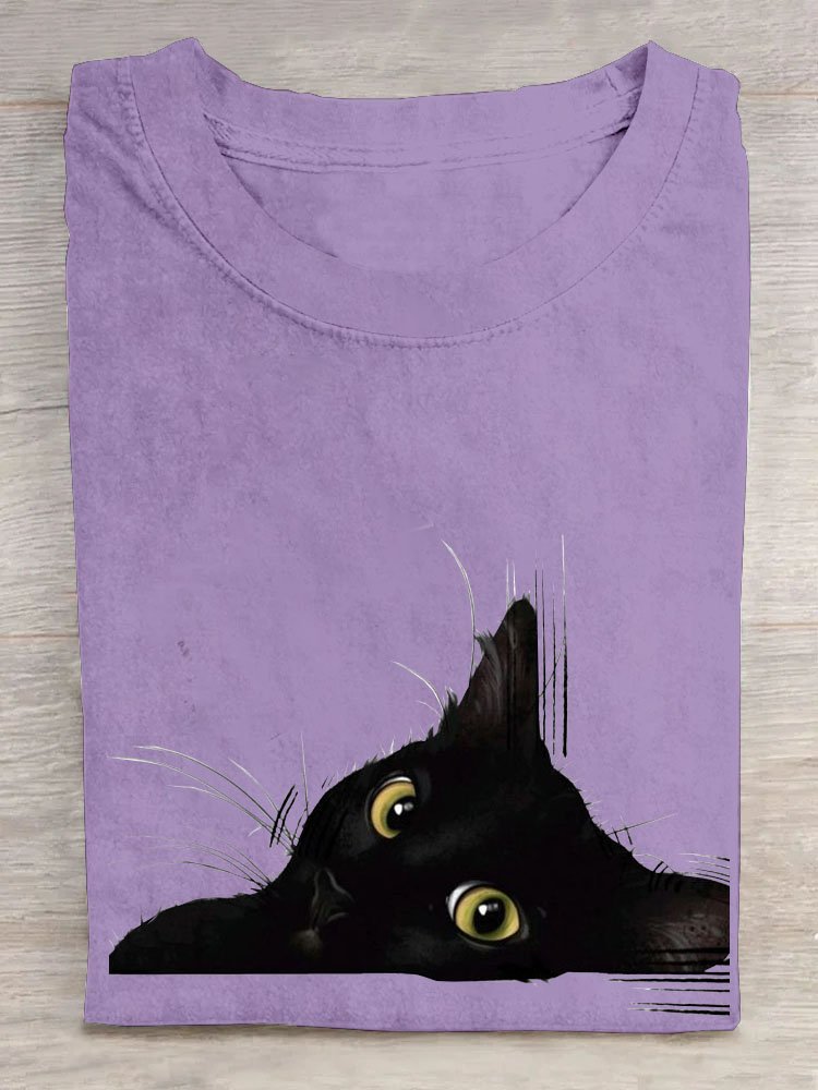 T-shirts Femmes Décontracté Été Chat Quotidien Col Rond Régulier Droit Élasticité moyenne Oui