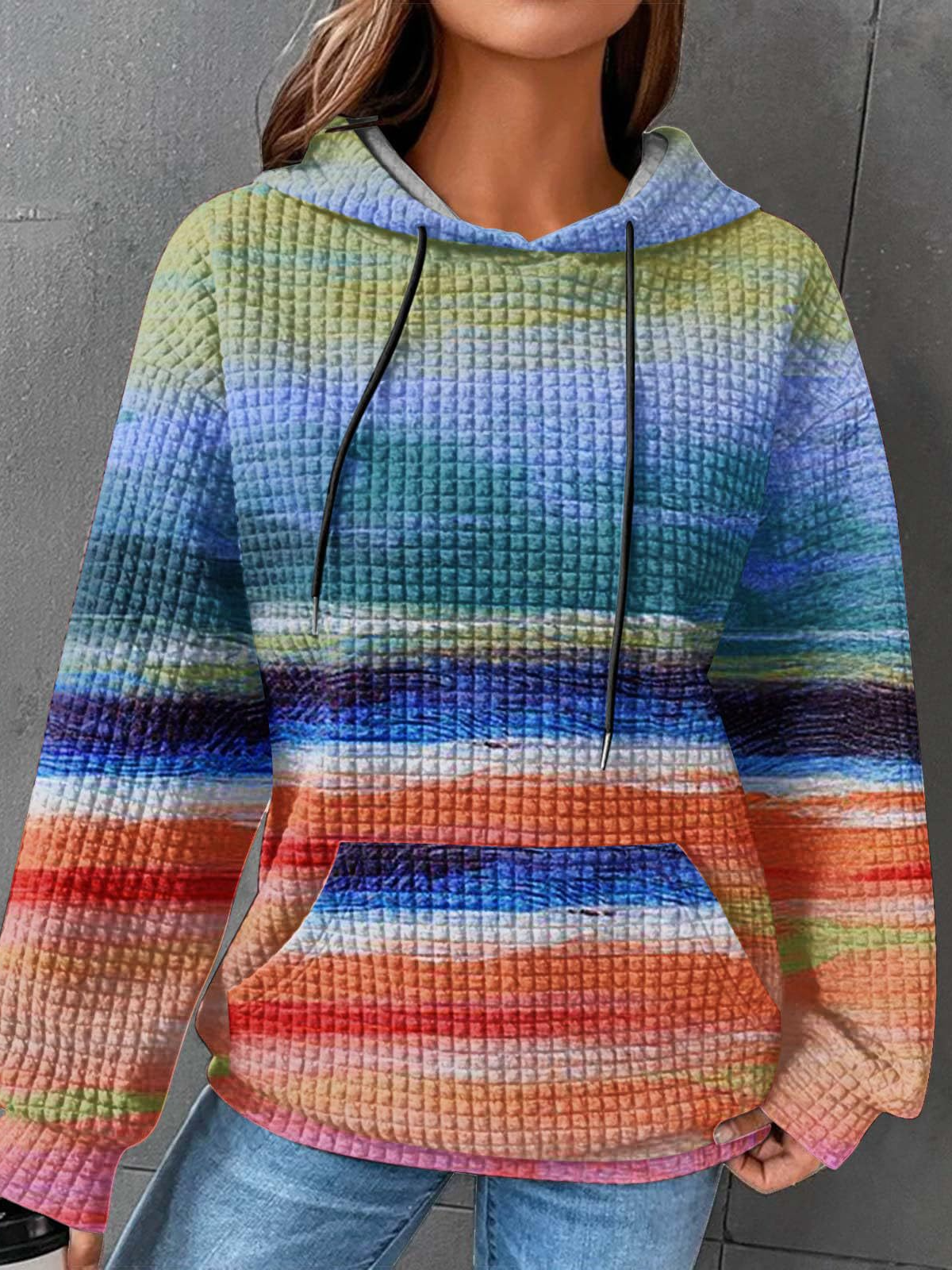 Sweat-shirts Décontracté Abstrait Printemps / Automne Micro-élasticité Ample Manches Longues Régulier Droit Régulier pour Femmes