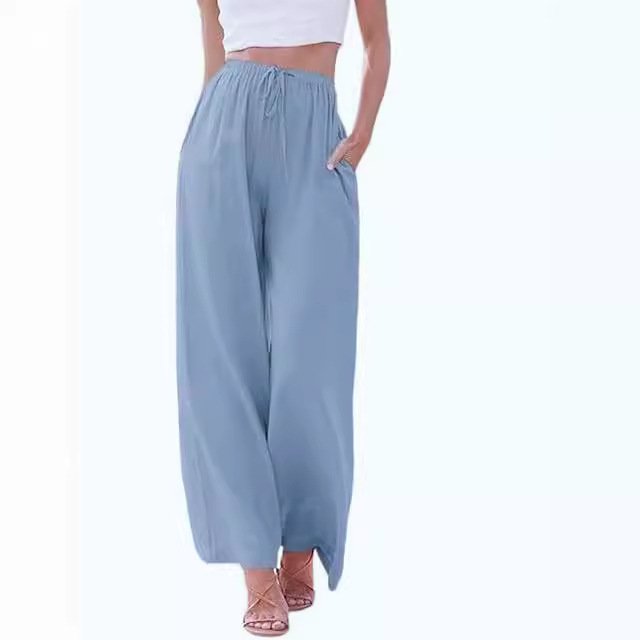 Pantalons Femmes Décontracté Plain Printemps / Automne Polyester Aucune élasticité Ample Taille Élastique Droit Régulier