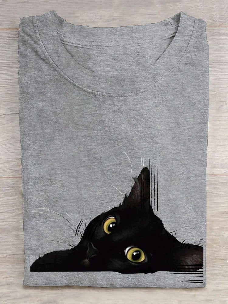 T-shirts Femmes Décontracté Été Chat Quotidien Col Rond Régulier Droit Élasticité moyenne Oui