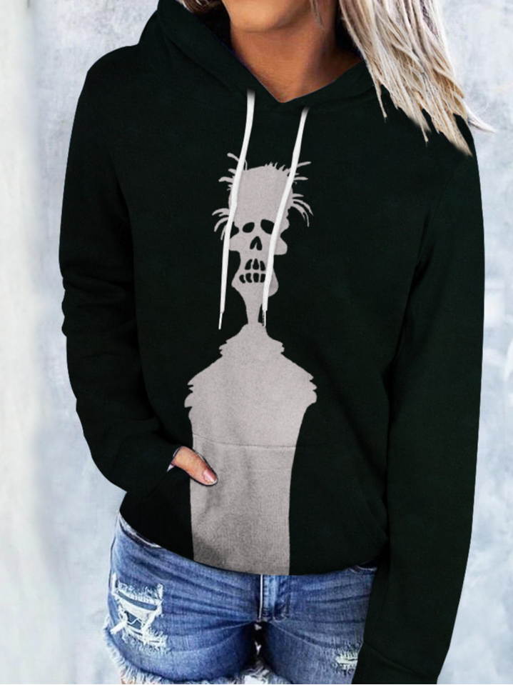 Sweat-shirts Femmes Décontracté Printemps / Automne Toussaint Polyester Sweat-shirt à Capuche Ample Toussaint Manches Longues Régulier