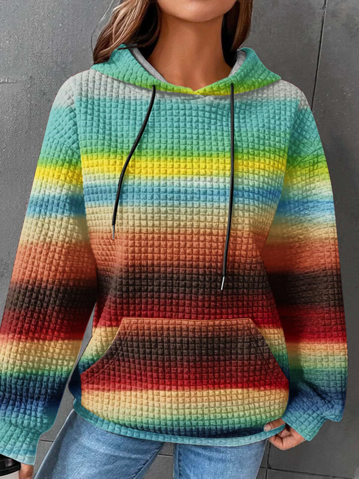 Sweat-shirts Décontracté Abstrait Printemps / Automne Micro-élasticité Ample Manches Longues Régulier Droit Régulier pour Femmes