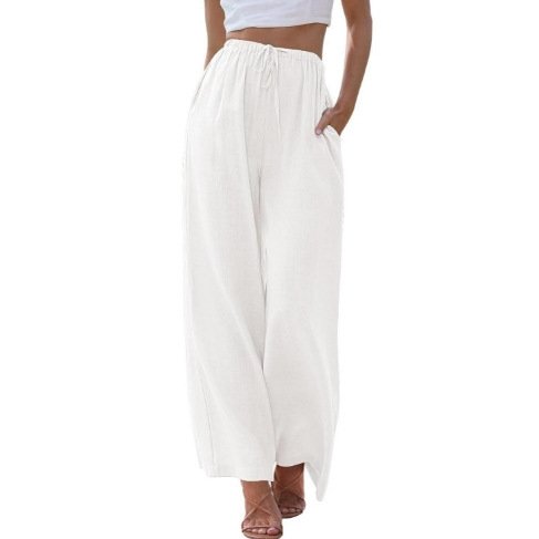 Pantalons Femmes Décontracté Plain Printemps / Automne Polyester Aucune élasticité Ample Taille Élastique Droit Régulier