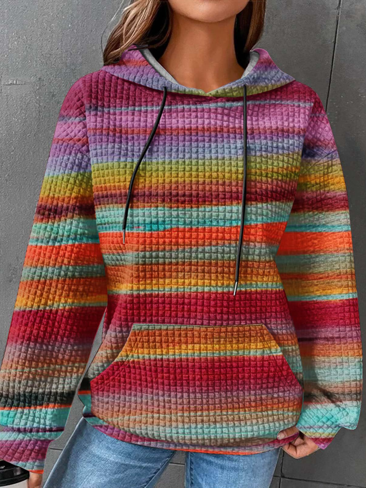 Sweat-shirts Décontracté Abstrait Printemps / Automne Micro-élasticité Ample Manches Longues Régulier Droit Régulier pour Femmes