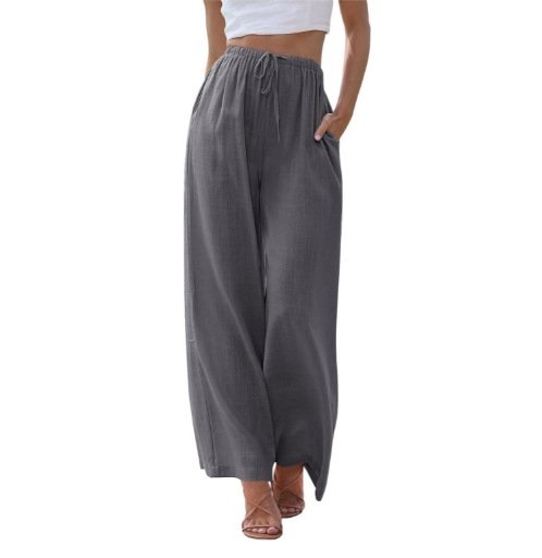 Pantalons Femmes Décontracté Plain Printemps / Automne Polyester Aucune élasticité Ample Taille Élastique Droit Régulier