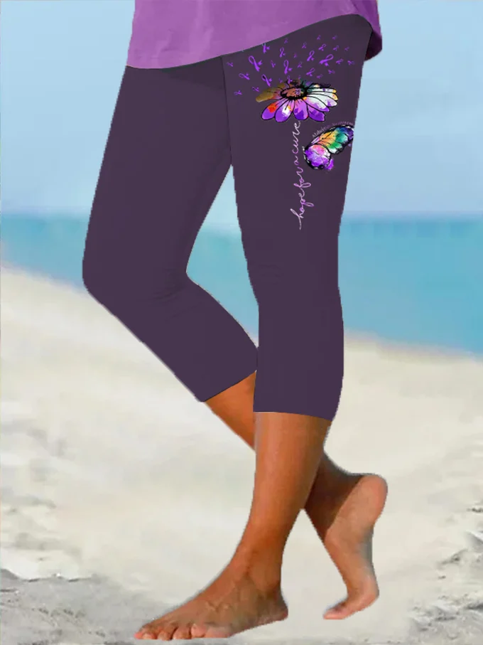 Pantalons De Yoga Femmes Simple Floral Été Naturel à Haute Élasticité Coupe Régulière Taille Élastique Legging Régulier