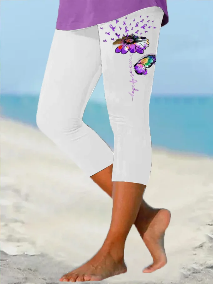 Pantalons De Yoga Femmes Simple Floral Été Naturel à Haute Élasticité Coupe Régulière Taille Élastique Legging Régulier