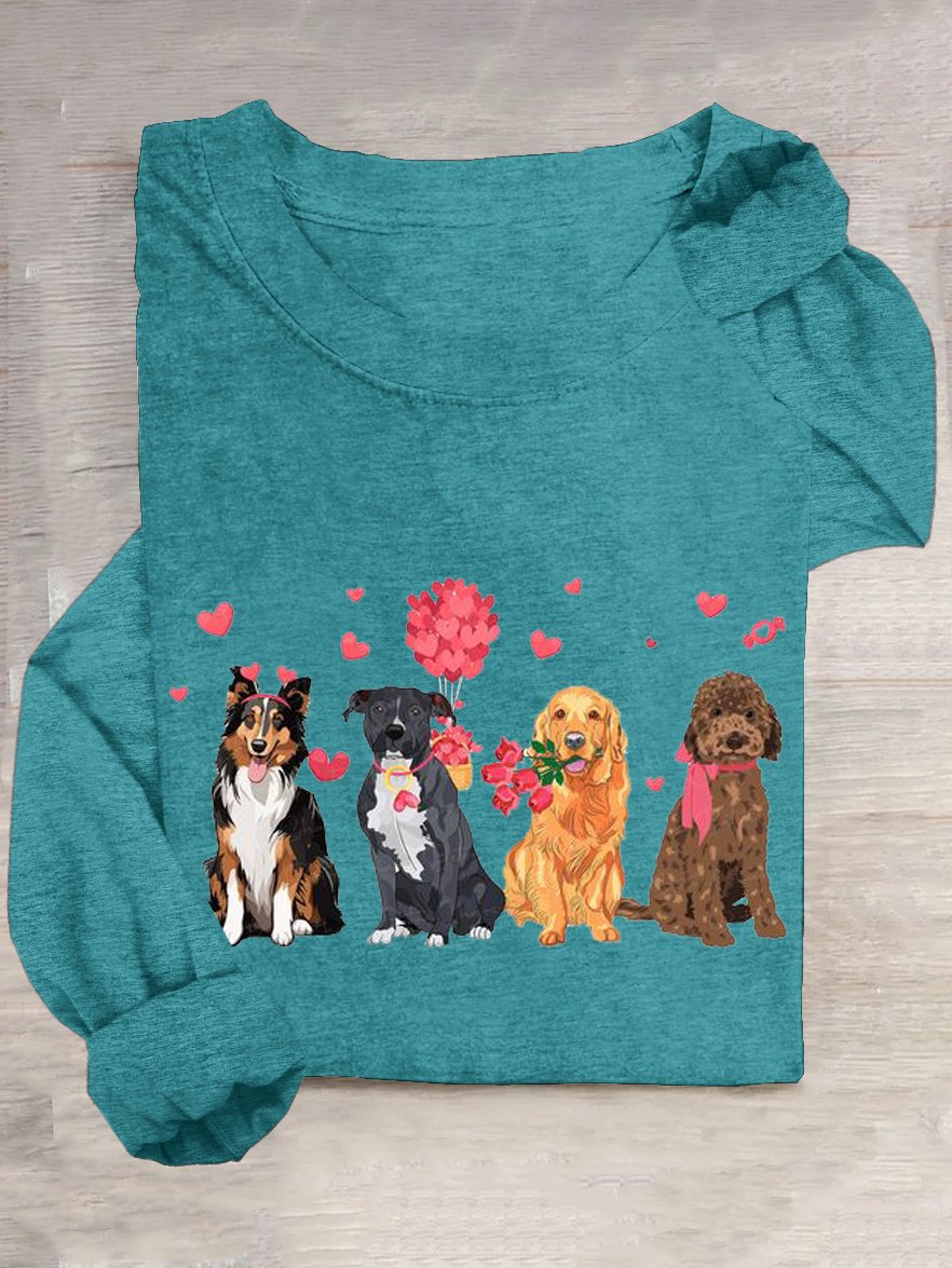 T-shirts Femmes Décontracté Printemps / Automne Coeur/cordé Quotidien Ample Col Rond Droit Régulier Oui