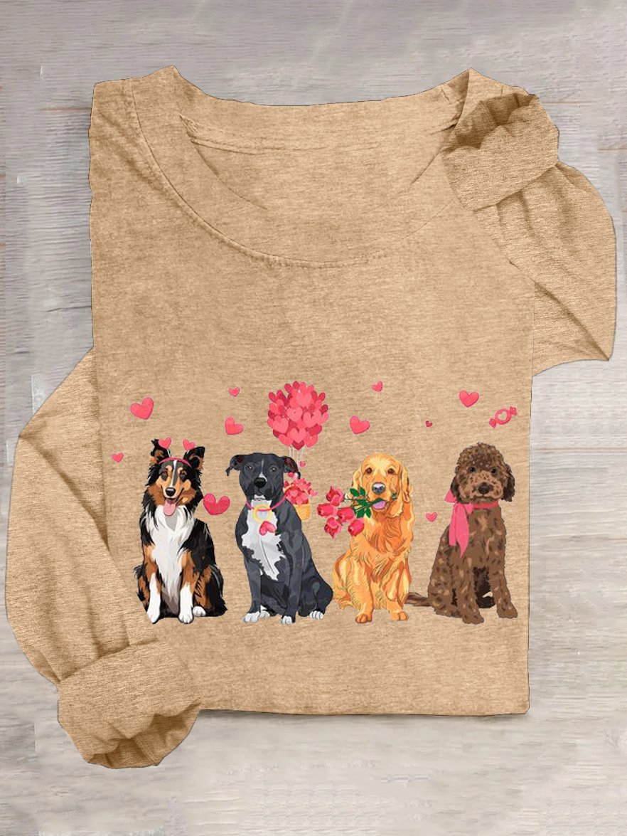 T-shirts Femmes Décontracté Printemps / Automne Coeur/cordé Quotidien Ample Col Rond Droit Régulier Oui