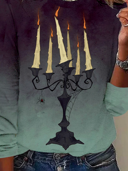 T-shirts Décontracté Printemps / Automne Toussaint Coupe Régulière Manches Longues Régulier Régulier Élasticité moyenne T.-N.-L. pour Femmes