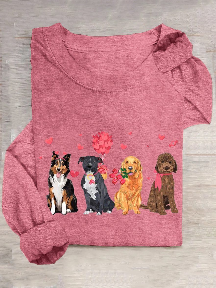 T-shirts Femmes Décontracté Printemps / Automne Coeur/cordé Quotidien Ample Col Rond Droit Régulier Oui