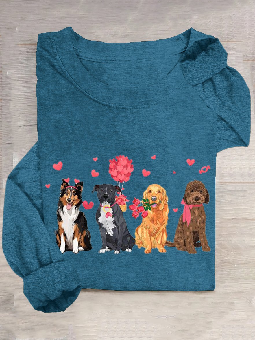 T-shirts Femmes Décontracté Printemps / Automne Coeur/cordé Quotidien Ample Col Rond Droit Régulier Oui