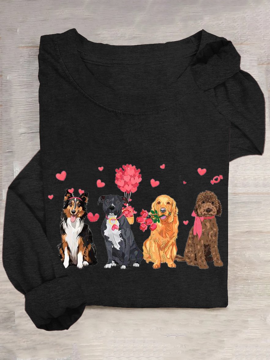 T-shirts Femmes Décontracté Printemps / Automne Coeur/cordé Quotidien Ample Col Rond Droit Régulier Oui