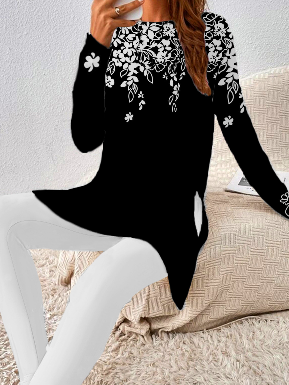 Deux Pièces Ensembles Décontracté Bloc de Couleur Printemps / Automne Naturel Aucune élasticité Quotidien Jersey Manches Longues Top Avec Pantalons pour Femmes