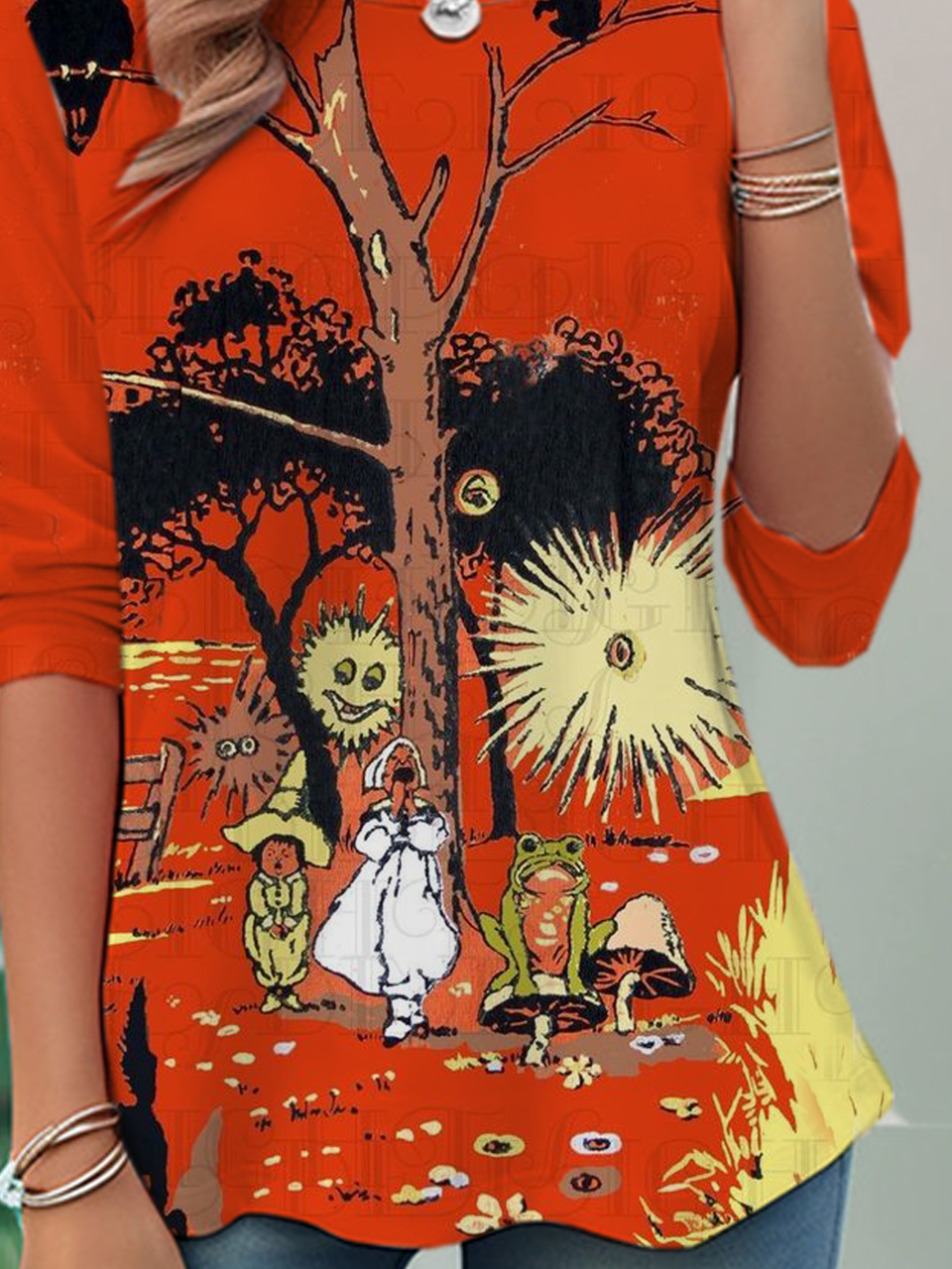 T-shirts Femmes Décontracté Printemps / Automne Toussaint Aucune élasticité Jersey Toussaint Manches Longues Régulier Non