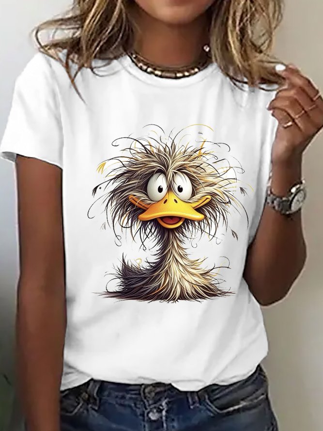 T-shirts Femmes Décontracté Imprimé d'Animal Été Coton Ample Manches Courtes Droit Élasticité moyenne Oui