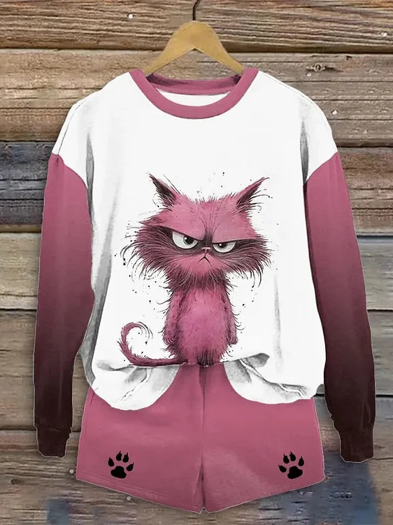 Deux Pièces Ensembles Femmes Décontracté Printemps / Automne Jésus Copie Naturel Micro-élasticité Quotidien Ample Manches Longues Top Avec Pantalons