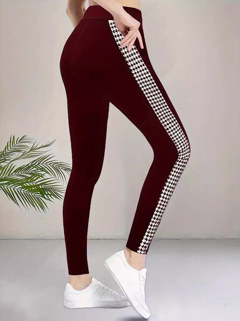 Pantalons De Yoga Décontracté Bloc de Couleur Toutes Les Saisons Naturel à Haute Élasticité Pantalon coupe slim Long Collant Régulier pour Femmes