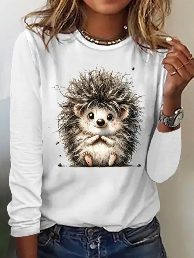 T-shirts Femmes Décontracté Imprimé d'Animal Printemps / Automne Quotidien en Mélangé de Coton Régulier Régulier Élasticité moyenne Oui