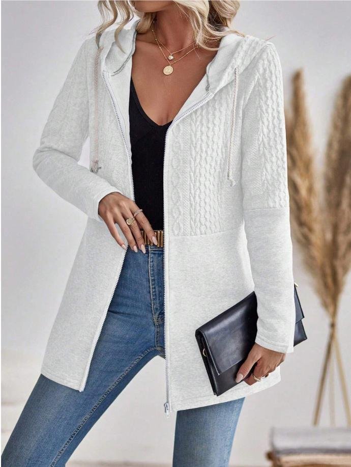 Sweat-shirt à Capuche Manches Longues Régulier Plain Blouson Zip pour Femmes