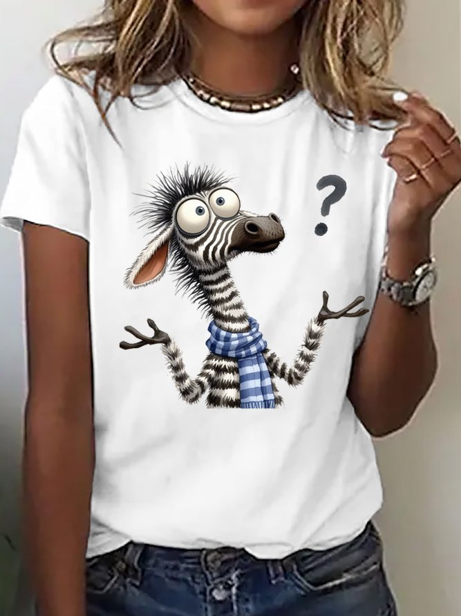T-shirts Femmes Décontracté Été Zèbre Ample Manches Courtes Droit Régulier Élasticité moyenne Oui