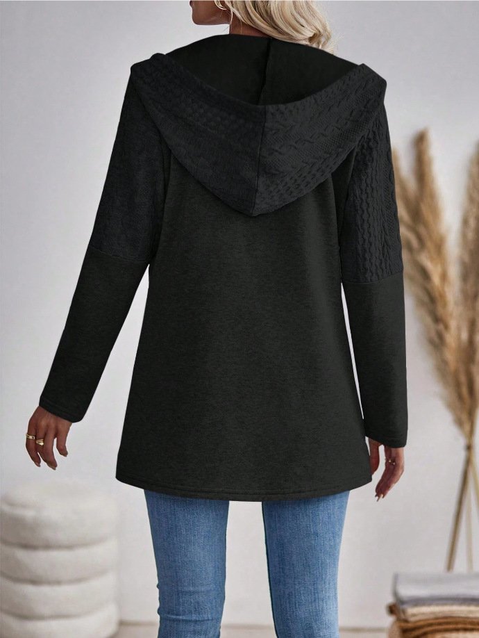 Sweat-shirt à Capuche Manches Longues Régulier Plain Blouson Zip pour Femmes