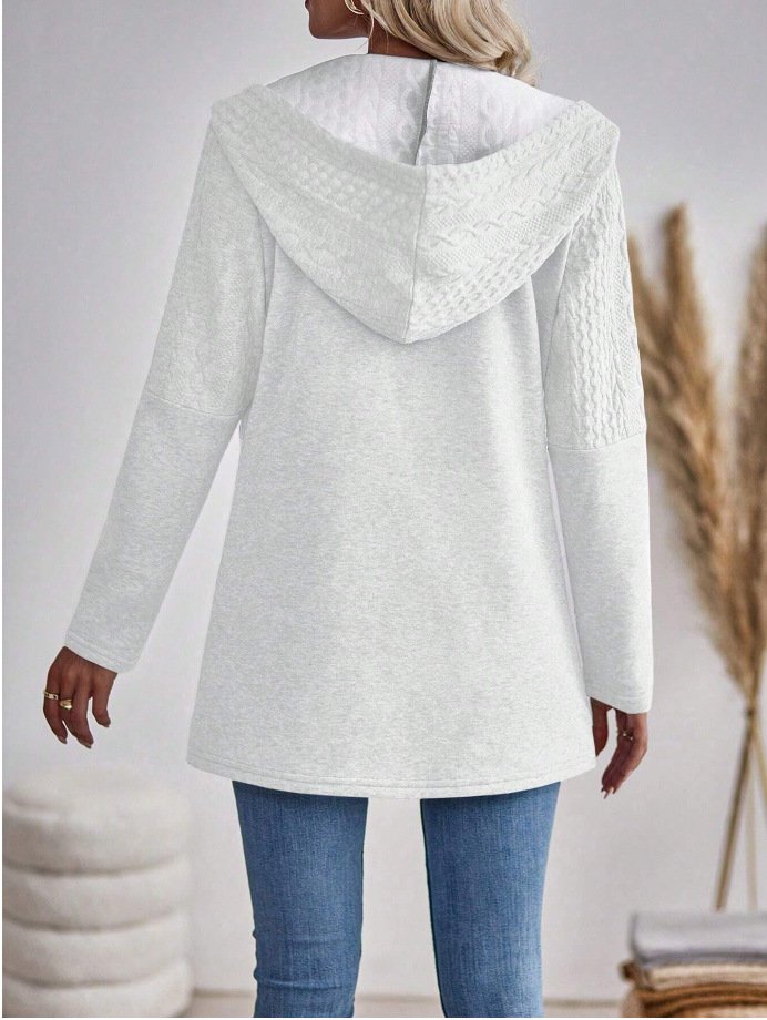 Sweat-shirt à Capuche Manches Longues Régulier Plain Blouson Zip pour Femmes