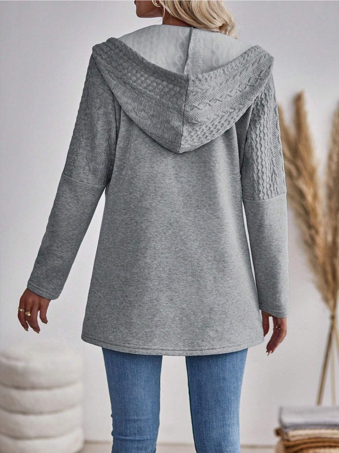 Sweat-shirt à Capuche Manches Longues Régulier Plain Blouson Zip pour Femmes