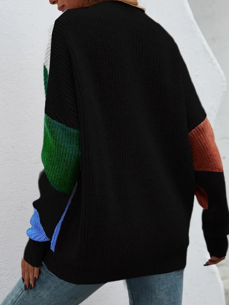 Cardigans Femmes Décontracté Bloc de Couleur Hiver Micro-élasticité Quotidien Ample Manches Longues Laine/Tricot Régulier