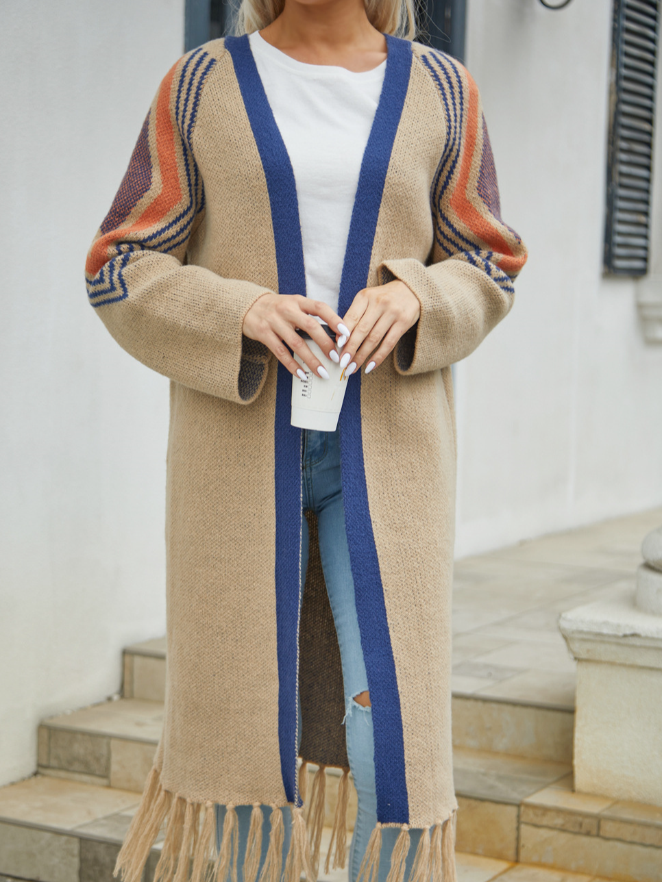 Cardigans Décontracté Ethnique Hiver Micro-élasticité Ample Manches Longues Laine/Tricot Régulier Droit pour Femmes