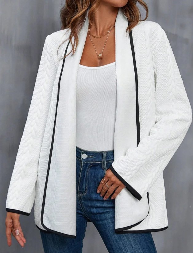 Micro-élasticité Col V Manches Longues Régulier Plain Kimono à Lacets pour Femmes