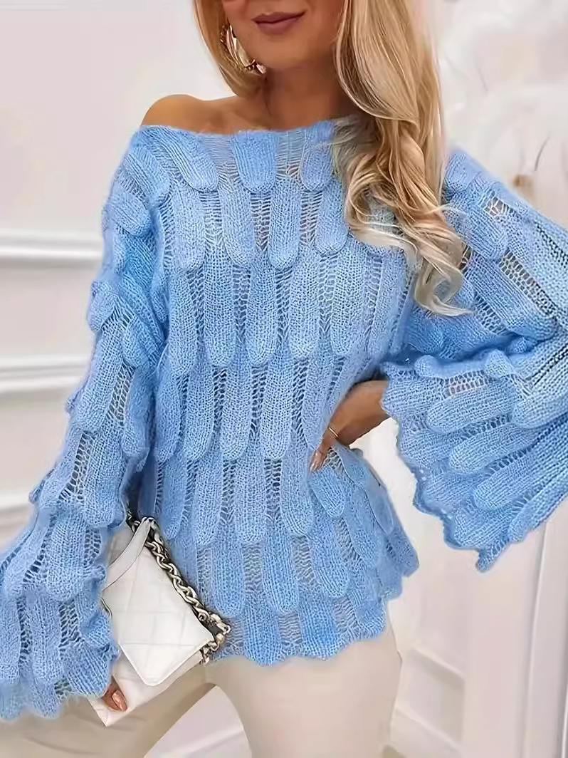 Pulls Femmes Décontracté Plain Printemps / Automne Quotidien Manches Longues Col Rond Fil/fil de laine Droit Régulier