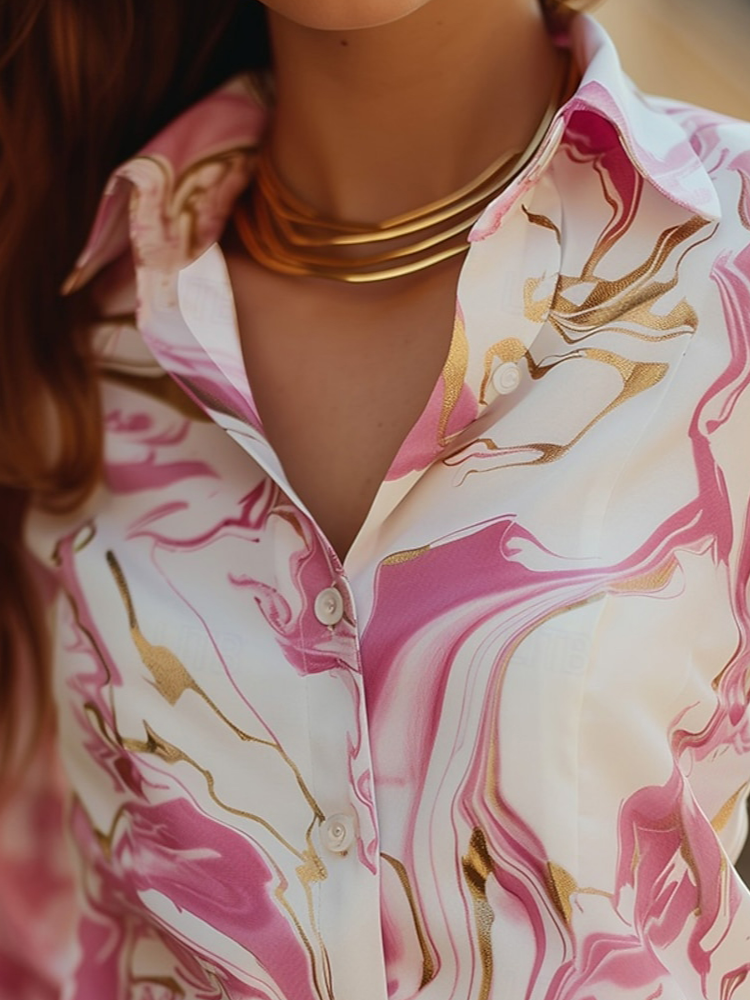 Chemises Décontracté Printemps / Automne Motif dégradé Polyester Imprimé Léger Coupe Régulière Manches trois quarts Droit pour Femmes