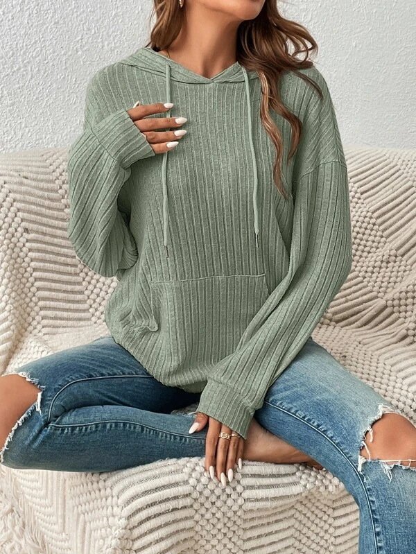 Sweat-shirts Rayé Décontracté Printemps / Automne Polyester Sweat-shirt à Capuche Micro-élasticité Ample Manches Longues Régulier pour Femmes