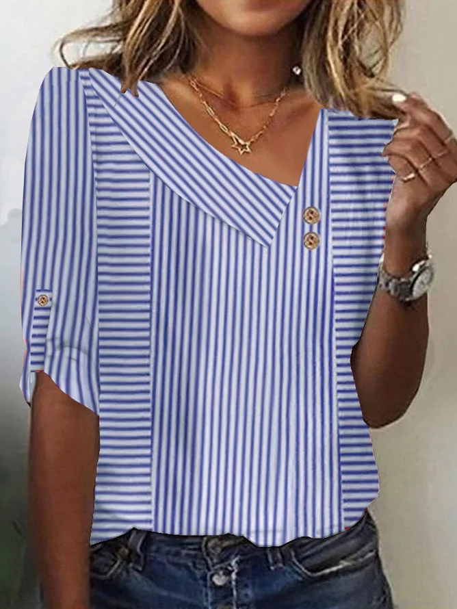 T-shirts Rayé Décontracté Printemps / Automne Aucune élasticité Quotidien Ample Jersey Régulier Droit pour Femmes