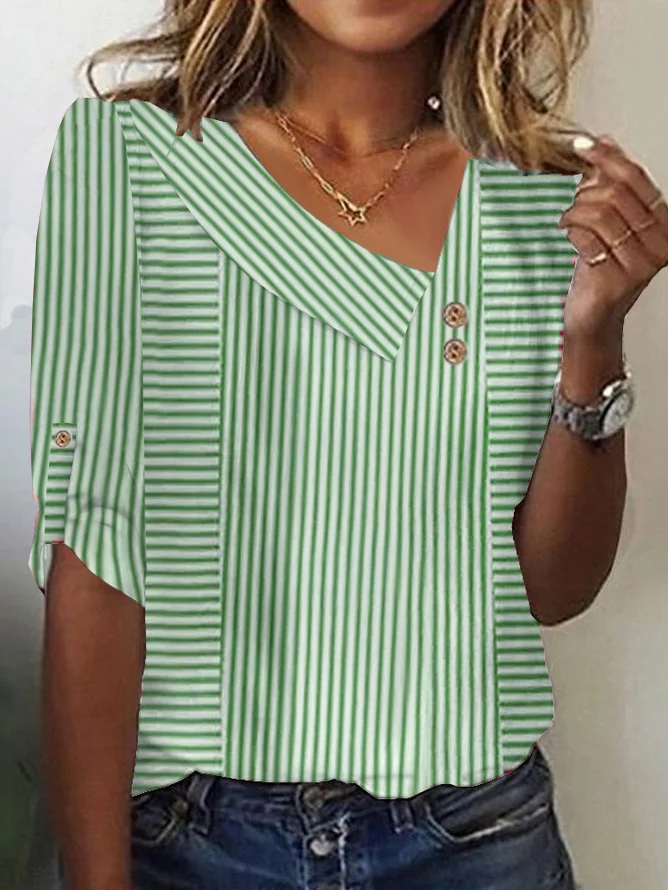 T-shirts Rayé Décontracté Printemps / Automne Aucune élasticité Quotidien Ample Jersey Régulier Droit pour Femmes